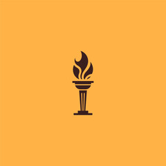 Victory torch logo in strong and minimalist silhouette style.