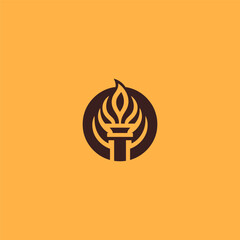 Victory torch logo in strong and minimalist silhouette style.