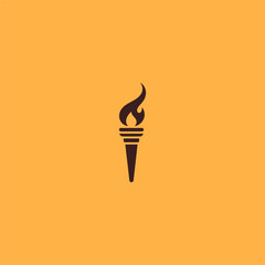 Victory torch logo in strong and minimalist silhouette style.