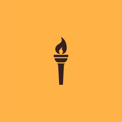 Victory torch logo in strong and minimalist silhouette style.