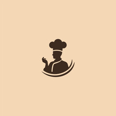 Chef logo in bold and minimalist silhouette illustration.