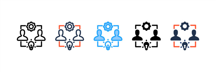 Teamwork icon set multiple style collection