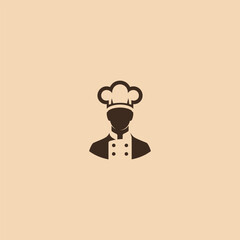 Chef logo in bold and minimalist silhouette illustration.