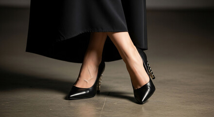 Chic black shoes cross gracefully