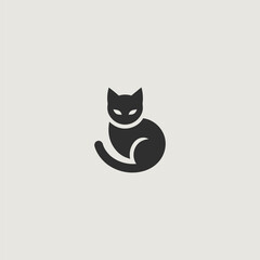 Minimal cat logo in clean and simple silhouette style.