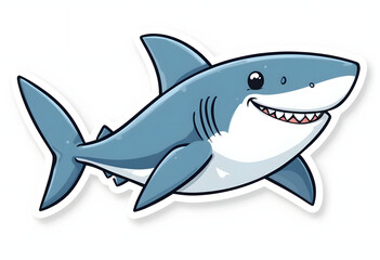 Obraz premium Cute cartoon great white shark. Generative AI 