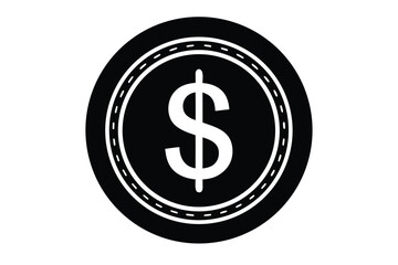 dollar coin vector icon silhouette
