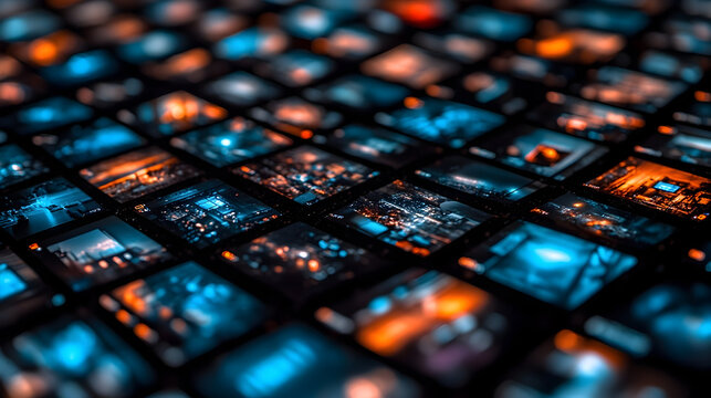 Nocturnal Cityscapes: A Mosaic of Blue and Orange Hues