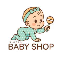 Crawling Baby Logo Replaceable Text
