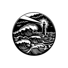  Lighthouse in a Stormy Sea