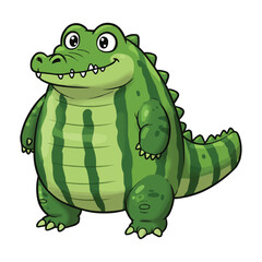 Fototapeta premium Cute Cartoon Watermelon Alligator or Crocodile Character