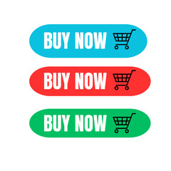 Modern Blue Buy Now Button Vector with Shopping Cart
