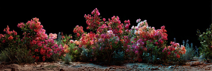 A Lush Celebration of Nature: Discover the Enchanting Beauty of a Bush Dotted with Vivid, Colorful Blossoms, Offering a Serene Escape into a Flourishing Floral Wonderland