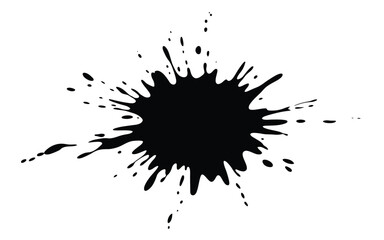 Abstract black ink splatter explosion on white background