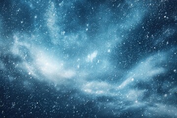 Naklejka premium Abstract winter background featuring delicate snowflakes with a serene blue and white color palette evoking a calm and peaceful atmosphere during the winter season