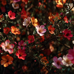 A Lush Celebration of Nature: Discover the Enchanting Beauty of a Bush Dotted with Vivid, Colorful Blossoms, Offering a Serene Escape into a Flourishing Floral Wonderland