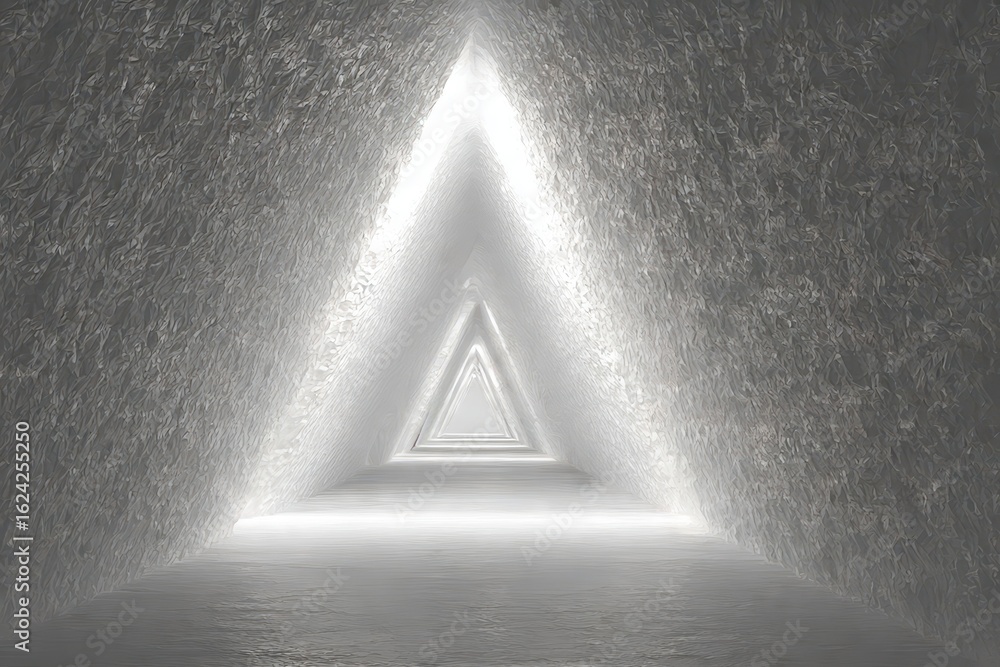 Aufkleber abstract white tunnel with pyramid textured walls creates a captivating journey through minimalistic
