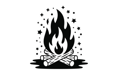 Stylized campfire with stars illustration