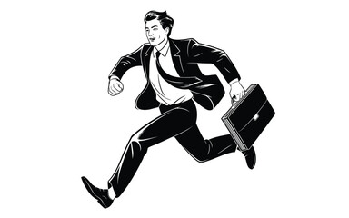 Businessman in a hurry running with a briefcase