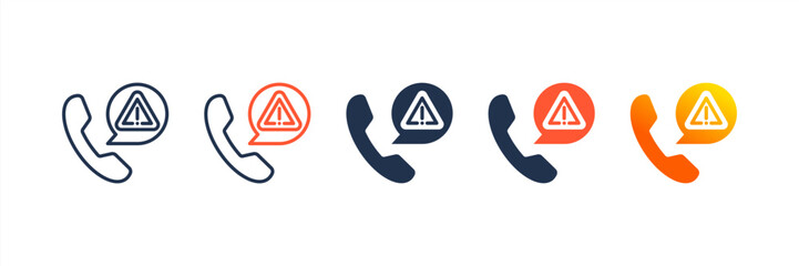 Emergency Call icon set multiple style collection