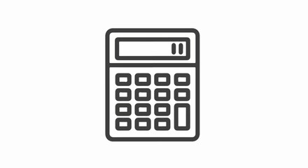 Minimalist Gray Outline Calculator Icon for Digital Accounting and Finance