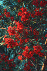 A Lush Celebration of Nature: Discover the Enchanting Beauty of a Bush Dotted with Vivid, Colorful Blossoms, Offering a Serene Escape into a Flourishing Floral Wonderland