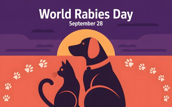 World rabies day september 28 featuring dog and cat silhouettes - Powered by Adobe