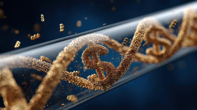 DNA Helix Made of Dollar Symbols
