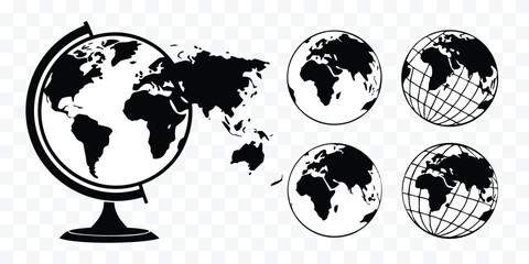 Obraz premium World Globe Vector Illustration with Flat and Grid Designs Perfect for Education and Geography Projects
