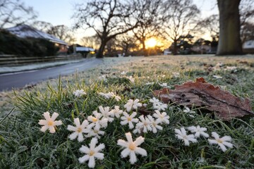 Obraz premium Frosty morning in a park