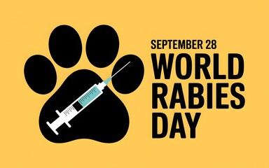 World rabies day september 28 paw print syringe illustration