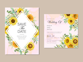 watercolor sunflowers wedding invitations card set