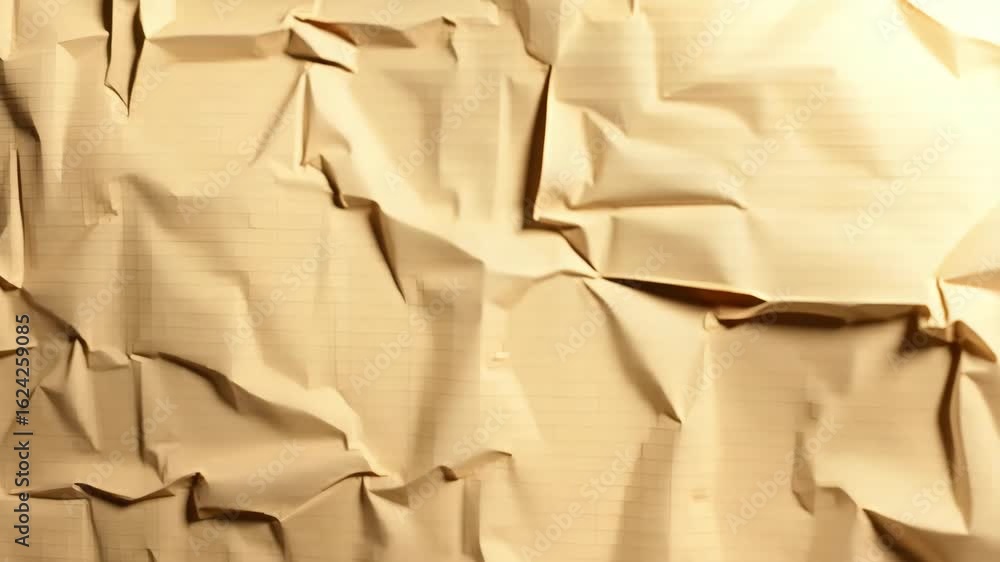 Poster close up of crumpled brown recycled craft paper texture with empty space for design - eco-friendly b