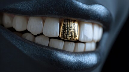 Futuristic Gold Tooth with Digital Design