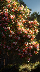 A Lush Celebration of Nature: Discover the Enchanting Beauty of a Bush Dotted with Vivid, Colorful Blossoms, Offering a Serene Escape into a Flourishing Floral Wonderland