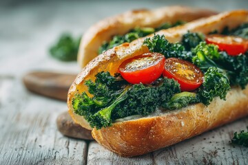 Kale and tomato sandwich