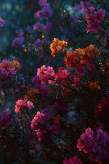 A Lush Celebration of Nature: Discover the Enchanting Beauty of a Bush Dotted with Vivid, Colorful Blossoms, Offering a Serene Escape into a Flourishing Floral Wonderland
