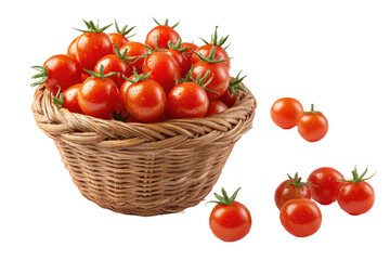 Fresh cherry tomatoes in a woven basket