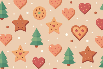 pattern of christmas cookies shaped as stars  hea.eps
