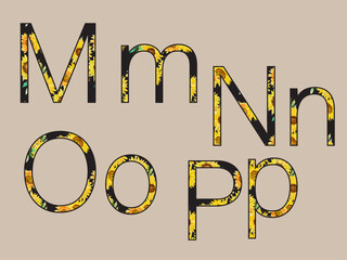 alphabets with sunflowers pattern