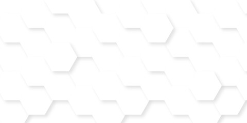 White wall creative minimal hexagons grid science geometrical Abstract hexagon polygonal pattern background vector. seamless bright white abstract honeycomb background.	