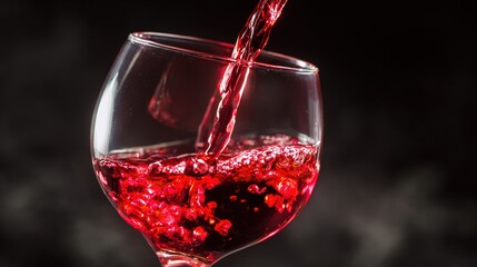 An elegant wine glass with rich red liquid, captured in a sophisticated still life with dramatic lighting.