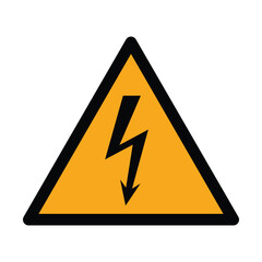 Electricity Warning Sign. ISO 7010 W012 Warning Electricity. Electricity Hazard Safety Sign.