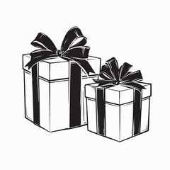 Gift Boxes with Bows and Ribbons Holiday Present Logo Simple Vector Design Illustration