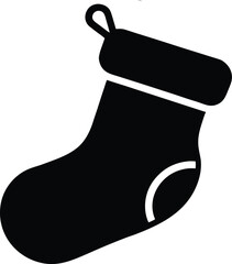 christmas stocking silhouette illustration design on a transparent background.