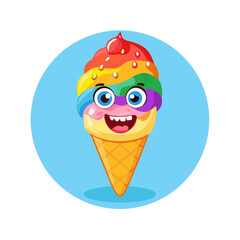 cartoon rainbow ice cream