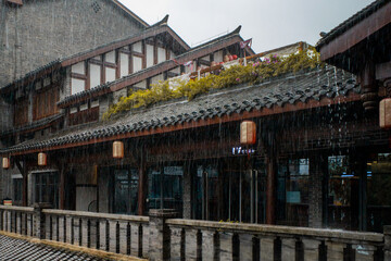 Rainy Day on Traditional Asian Architecture