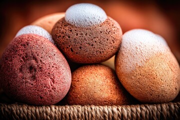 Close-up of colorful stones with bubbles