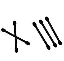 Cute cartoon hand drawn vector Cotton swab silhouette.