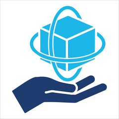 Technology Icon In Blue Monochrome Flat Design, Vector Illustration